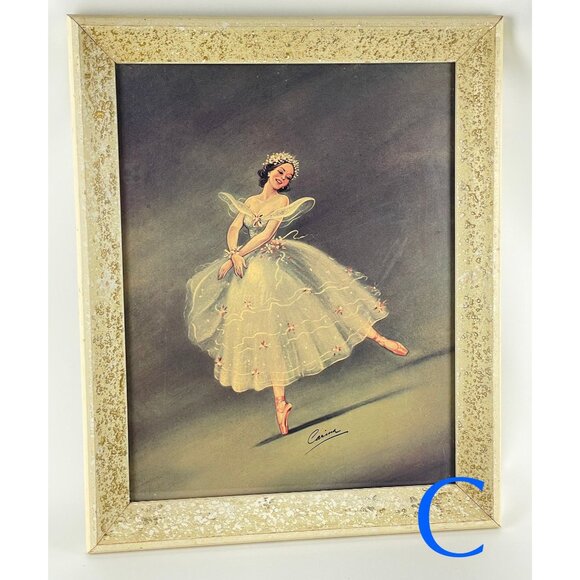 Vintage Carina ballerina print, framed ballet dancers, 50s lithography - Picture 9 of 10